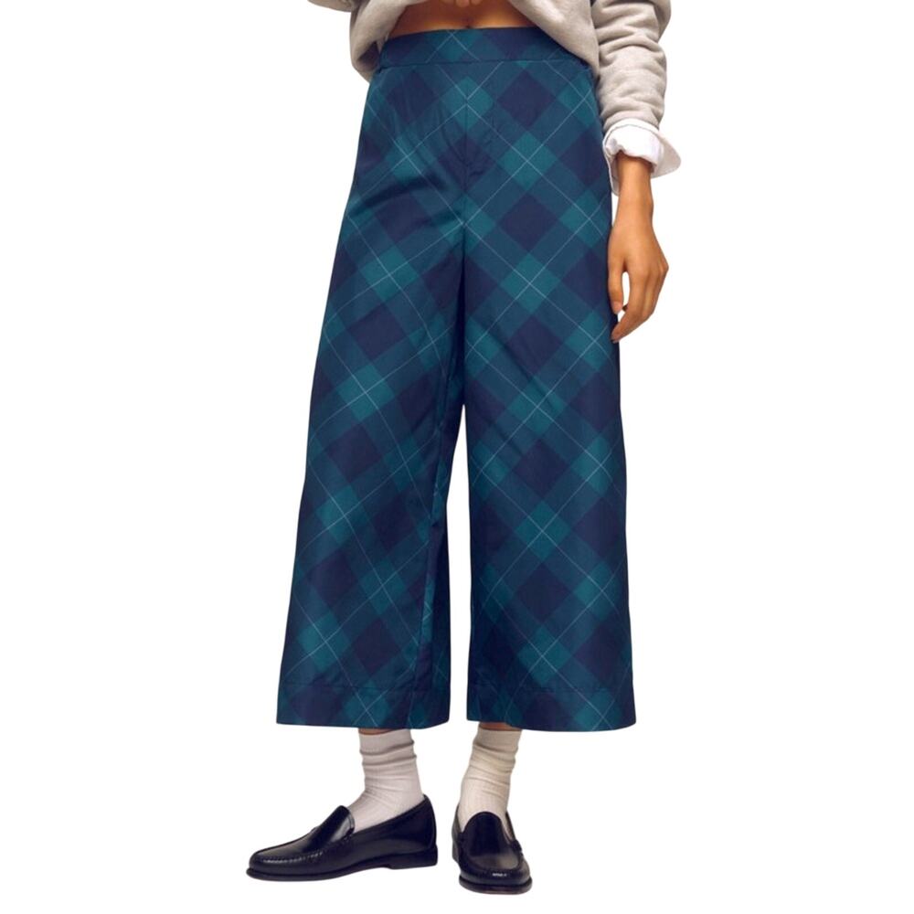 $278 ANTHROPOLOGIE Maeve taffeta printed cropped wide leg pants XS